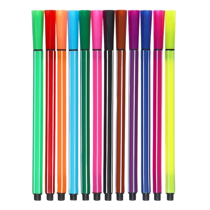 Фломастеры 12 цветов, в тубусе, розовая "Обезьянка"