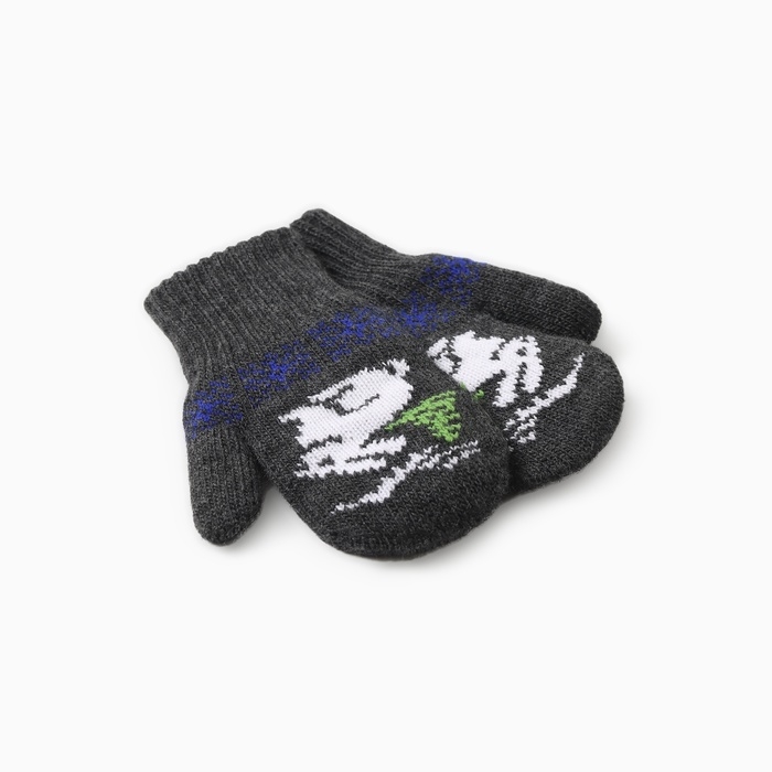 Новый год. Варежки двойные детские Новый год. Варежки двойные детские "Зайчик", цвет серый, р-р 14