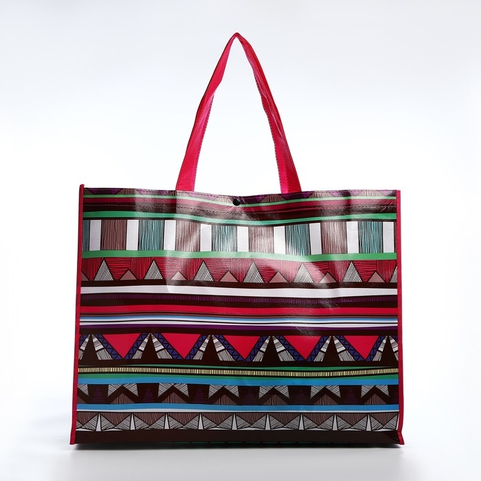 Сумка хозяйственная на кнопке, цвет малиновый/разноцветный Сумка хозяйственная на кнопке, цвет малиновый/разноцветный