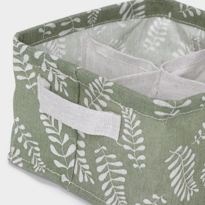 Органайзер для хранения белья Доляна Leaves, 4 ячейки, 20×20×11 см, цвет зелёный Органайзер для хранения белья Доляна Leaves, 4 ячейки, 20×20×11 см, цвет зелёный