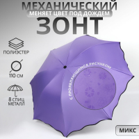 Зонт механический &laquo;Juicy&raquo;, с проявляющимся рисунком, 4 сложения, 8 спиц, R = 46/55 см, D = 110 см, цвет МИКС
