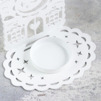 Новый год Подсвечник "Домик с часами" металл на одну свечу, 6,7х10х13,5 см, белый