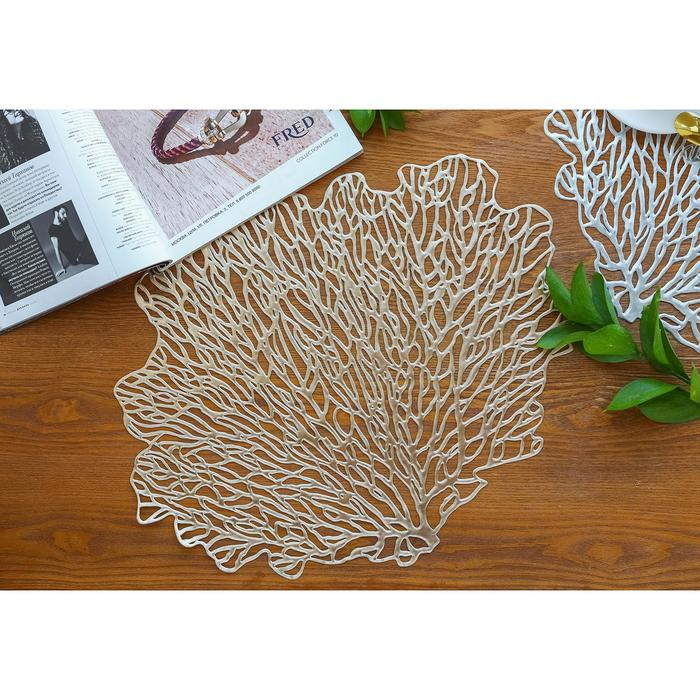 Салфетки сервировочные на стол Доляна &laquo;Кораллы&raquo;, 4 шт, 48&times;39 см, цвет золотой