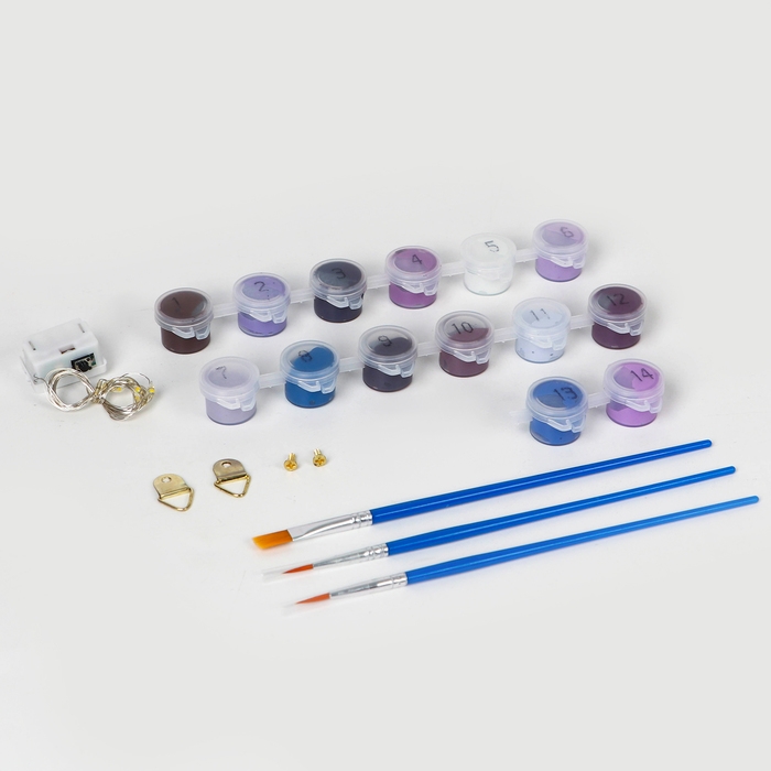 Картина по номерам с подрамником и гирляндой &laquo;Космос&raquo;, 20 х 30 см