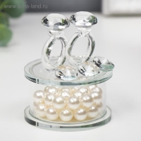 Сувенир стекло "Два кольца - предложение" жемчуг 7,2х6,3х6,3 см