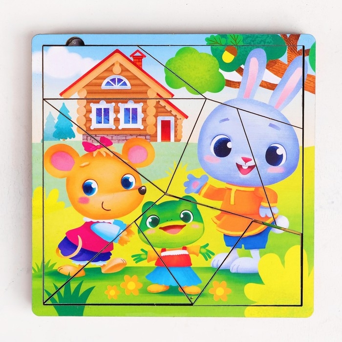 Пазл разрезной «Сказки для малышей», 3 картинки в раме Пазл разрезной «Сказки для малышей», 3 картинки в раме