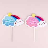Набор топперов «С днём рождения. Облака», 2 шт., цвета МИКС Набор топперов «С днём рождения. Облака», 2 шт., цвета МИКС