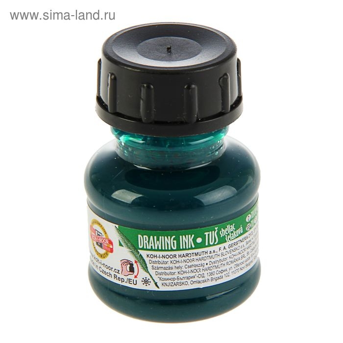 Тушь для письма и рисования 20 мл, Koh-I-Noor 1417, зелёная Тушь для письма и рисования 20 мл, Koh-I-Noor 1417, зелёная