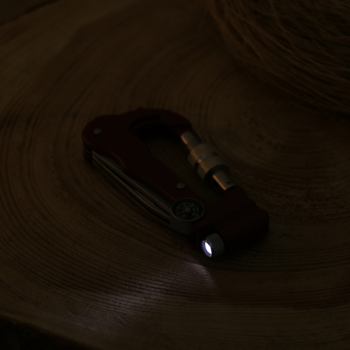 Нож складной 3в1 Нож складной 3в1 "Карабин" 15см, клинок 61мм/2мм, с компасом и фонариком