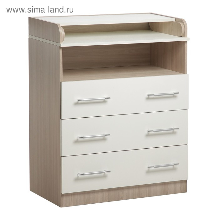 Комод КП-3   3ящ. 1000х800х440(730), Ясень шимо светлый/Белый