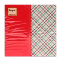 Новогодние салфетки бумажные Bouquet Original de luxe &laquo;Клетка + Красный&raquo;, 2 слоя, 33х33 см, 20 шт.