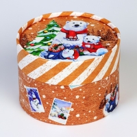 Новый год. Коробка подарочная новогодняя для макарун тубус без окна "Мишки", 12 х 8 см. Новый год. Коробка подарочная новогодняя для макарун тубус без окна "Мишки", 12 х 8 см.