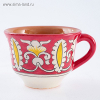 Чайная пара Риштанская Керамика "Узоры", 100 мл, (тарелка 10см, чашка 7,5см), красная