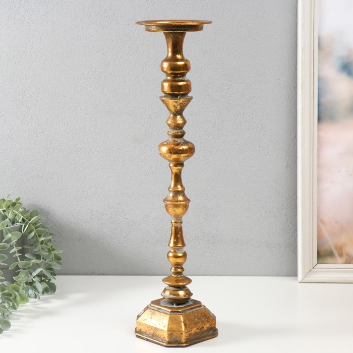 Подсвечник металл на 1 свечу Подсвечник металл на 1 свечу "Фауст" состаренная бронза 11х11х48,5 см