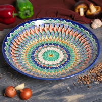 Ляган Риштанская Керамика "Узоры", 33 см, глубокий, синий Ляган Риштанская Керамика "Узоры", 33 см, глубокий, синий