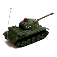 Танк радиоуправляемый Т34, работает от аккумулятора, свет и звук, цвет зелёный Танк радиоуправляемый Т34, работает от аккумулятора, свет и звук, цвет зелёный