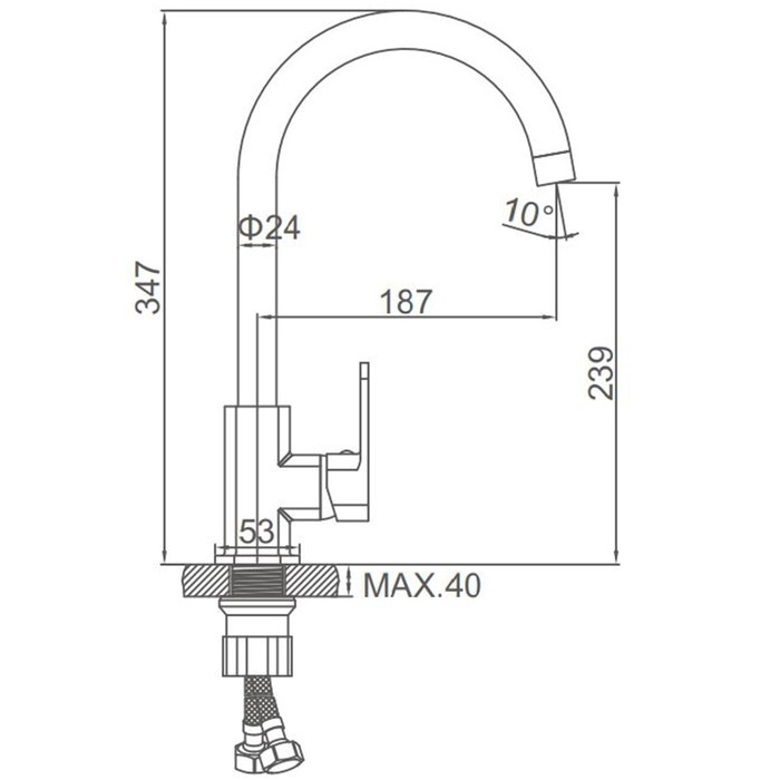 Смеситель для кухни Accoona A4522F, 1-рычажный, силумин, картридж 35 мм, черный Смеситель для кухни Accoona A4522F, 1-рычажный, силумин, картридж 35 мм, черный