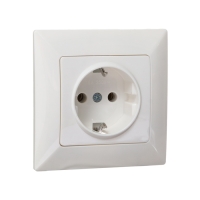 Розетка одноместная Luazon Lighting "Антей", 16 А, скрытая, с з/к, белая