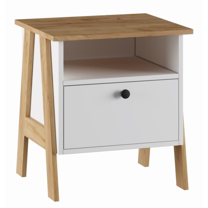 Тумба прикроватная Теодора, 480х421х515, Белый/Крафт золотой