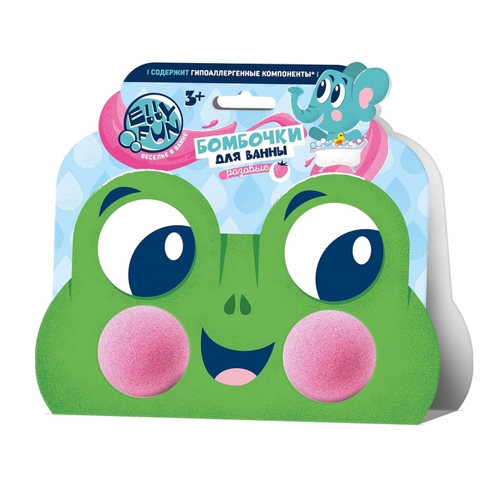 Бомбочки для ванны "ELLYFUN" "Зверюшки" "Лягушонок обечайка", цв. Розовый EF012