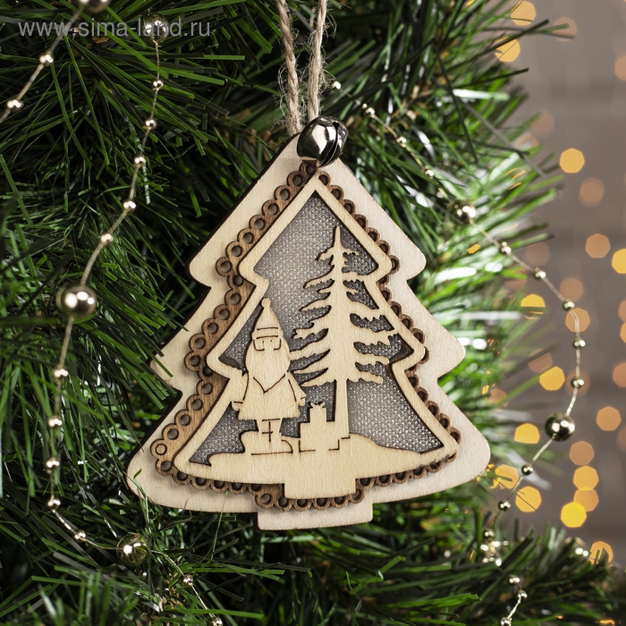 Ёлочная игрушка &laquo;Ёлочка с Дедом Морозом&raquo;, от батареек, свечение тёплое белое