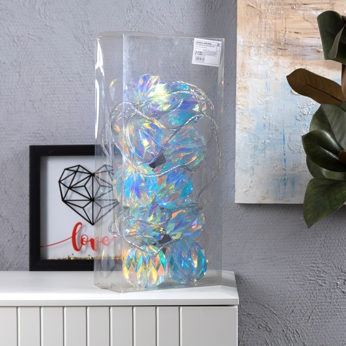 Гирлянда &laquo;Нить&raquo; 2.5 м с насадками &laquo;Фонарики&raquo;, IP20, прозрачная нить, 10 LED, свечение белое, 220 В