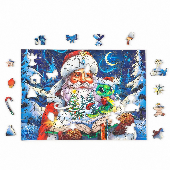 Пазлы фигурные деревянные &laquo;Новогодняя сказка&raquo; со святящимися деталями, 146 элементов
