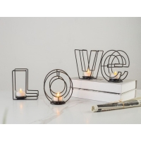 Подсвечник металлический настольный "Love", 13.5 х 42 см, чёрный Подсвечник металлический настольный "Love", 13.5 х 42 см, чёрный