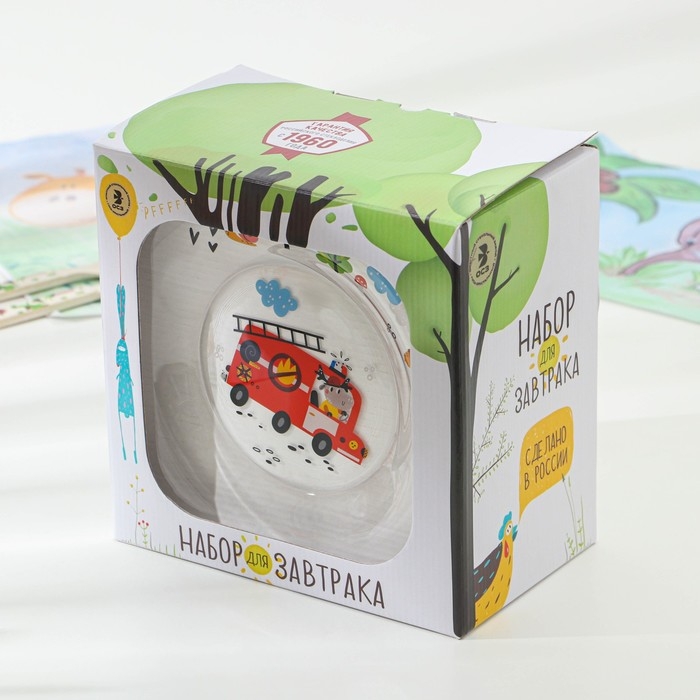 Набор стеклянной детской посуды &laquo;Спецтехника&raquo;, 3 предмета