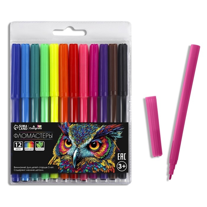 Фломастеры 12 цветов, TOP Calligrata, в блистере Фломастеры 12 цветов, TOP Calligrata, в блистере