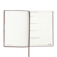 Еженедельник датир 2025г мягк обл иск кож А6+ 80л ESCALADA, тис ф, кр бл 70 г/м&sup2;, кор-ый