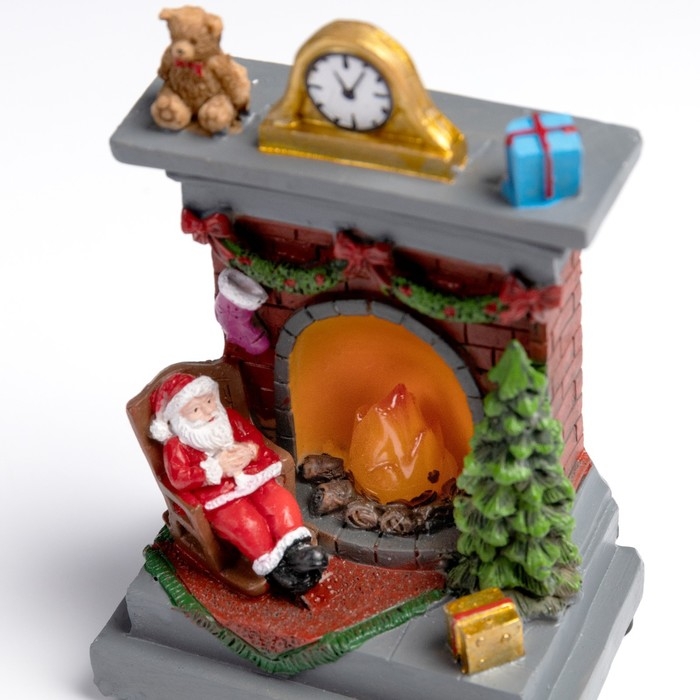 Светодиодная фигура &laquo;Камин&raquo; 13 &times; 9 &times; 6 см, полистоун, батарейки АААх2 (не в комплекте), свечение тёплое белое