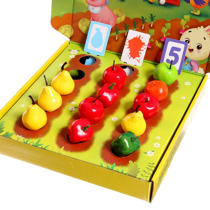 Обучающий набор &laquo;Мой весёлый огород&raquo;, 40 фигурок, карточки, объёмное поле, по методике Монтессори