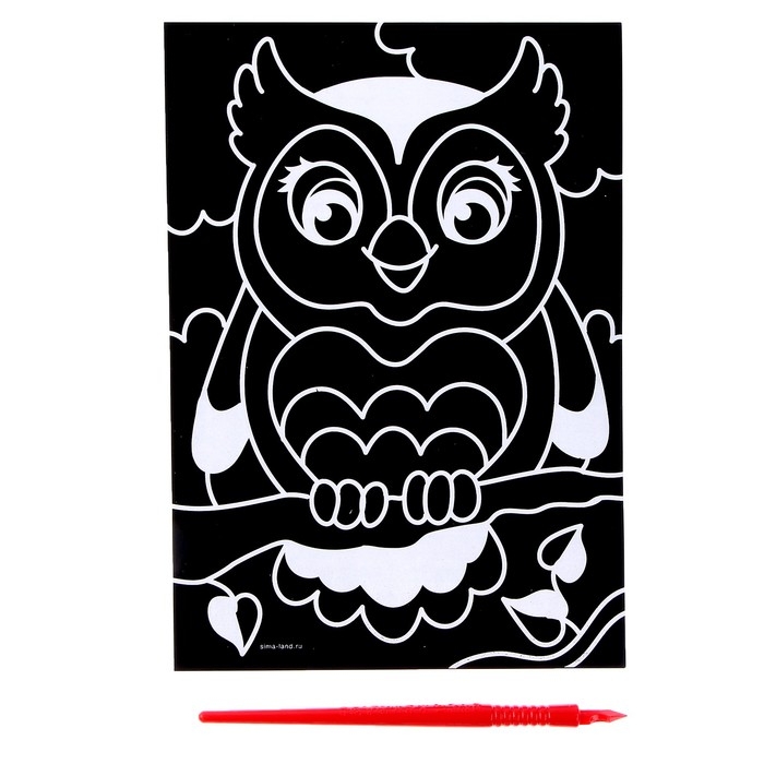 Набор для творчества: лунная гравюра детская и аппликация пайетками &laquo;Сова&raquo;