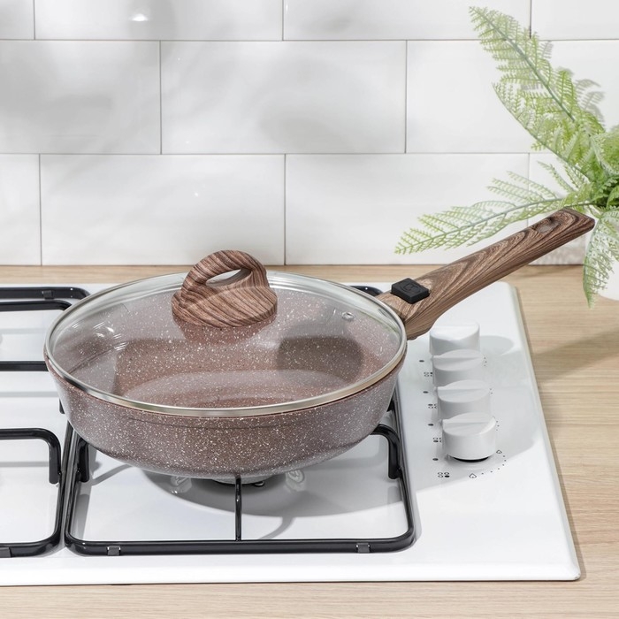 Сковорода Доляна «Брауни», d=24 см, съёмная ручка, стеклянная крышка, антипригарное покрытие, индукция Сковорода Доляна «Брауни», d=24 см, съёмная ручка, стеклянная крышка, антипригарное покрытие, индукция