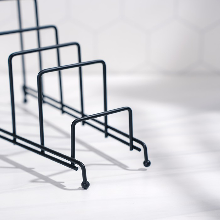 Подставка для крышек на 5 предметов Доляна, 28,5&times;12,5&times;16,5 см, цвет чёрный