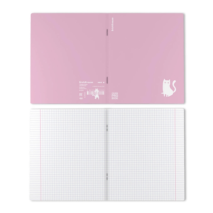 Тетрадь 48 листов в клетку ErichKrause "CoverProBook Brave cats", пластиковая обложка с тиснением, шелкография, блок офсет 100% белизны, микс