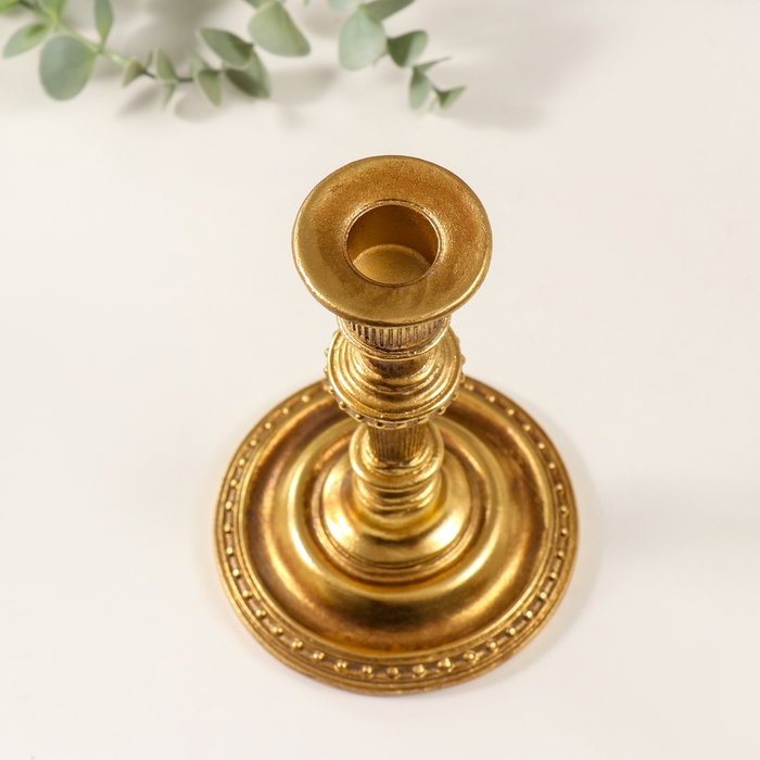 Подсвечник полистоун на 1 свечу "Траяна" золото 10,5х10,5х16,5 см