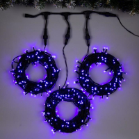 Гирлянда «Клип-лайт» 3 нити по 20 м, IP44, УМС, тёмная нить, 399 LED, свечение фиолетовое, 8 режимов, 24 В Гирлянда «Клип-лайт» 3 нити по 20 м, IP44, УМС, тёмная нить, 399 LED, свечение фиолетовое, 8 режимов, 24 В