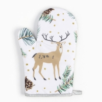 Новый год. Куханный набор 2 празмер Доляна Олени прихватка 17*17 см, варежка 26*16 см,100% п/э Новый год. Куханный набор 2 празмер Доляна Олени прихватка 17*17 см, варежка 26*16 см,100% п/э