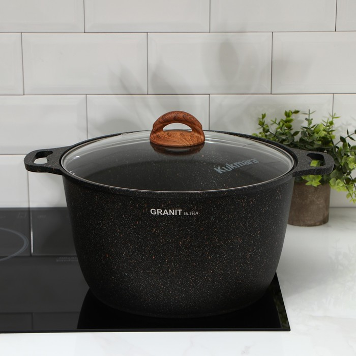 Кастрюля Granit ultra, 10 л, d=32.5 см, h=25.5 см, антипригарное покрытие, цвет коричневый Кастрюля Granit ultra, 10 л, d=32.5 см, h=25.5 см, антипригарное покрытие, цвет коричневый