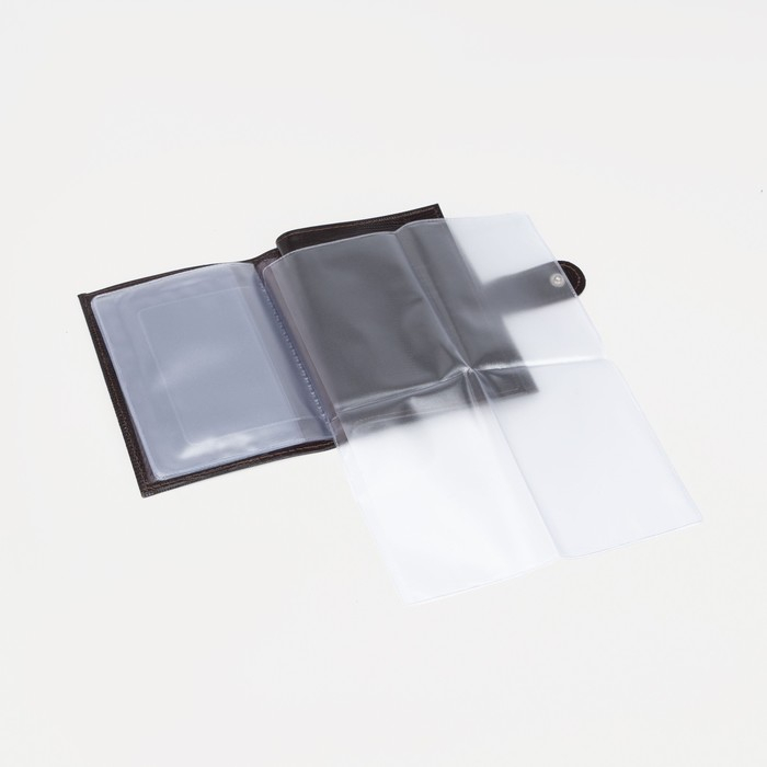 Обложка для автодокументов и паспорта на кнопке, цвет коричневый