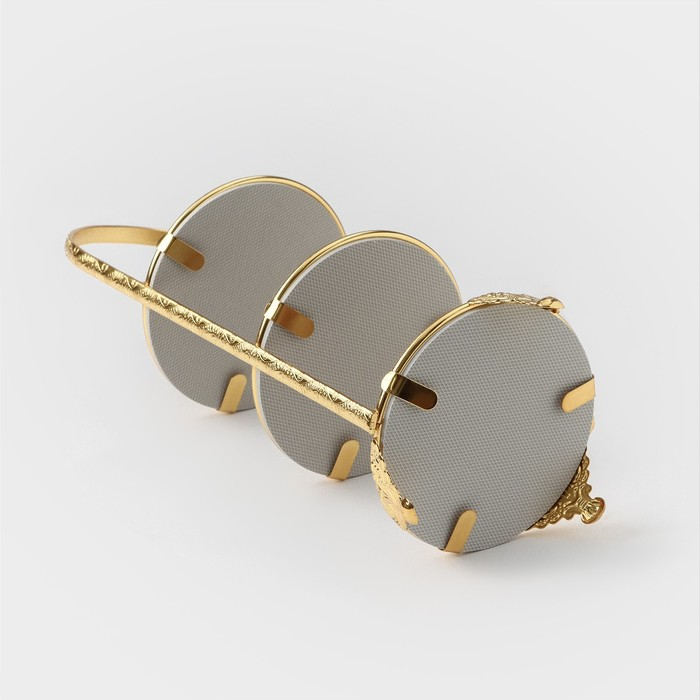 Этажёрка - фруктовница круглая Доляна «Мрамор», 3 яруса, 10,5×29 см, цвет металла золотой Этажёрка - фруктовница круглая Доляна «Мрамор», 3 яруса, 10,5×29 см, цвет металла золотой