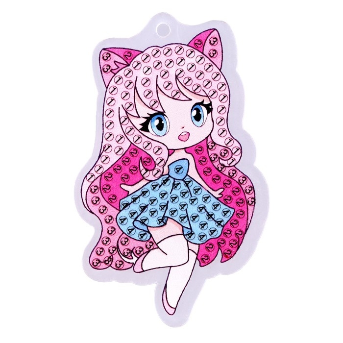 Алмазная мозаика на брелоке с частичным заполнением для детей &laquo;Аниме&raquo;