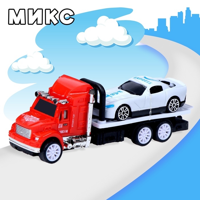 Грузовик инерционный «Эвакуатор» с машинкой, МИКС Грузовик инерционный «Эвакуатор» с машинкой, МИКС