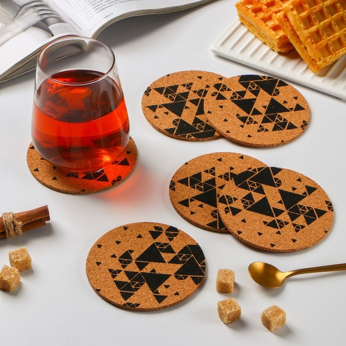 Набор подставок под горячее Доляна &laquo;Треугольники&raquo;, 6 шт, d=10 см