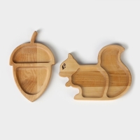 Подарочный набор деревянной посуды Adelica «Белка с орехом», менажницы: белка 25×19 см, орех 25×16 см, масло 100 мл, магнит в подарок Подарочный набор деревянной посуды Adelica «Белка с орехом», менажницы: белка 25×19 см, орех 25×16 см, масло 100 мл, магнит в подарок