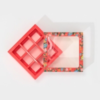 Коробка под 9 конфет с ячейками &laquo;Яркий новый год&raquo; 14,5 х 14,5 х 3,5 см, Новый год