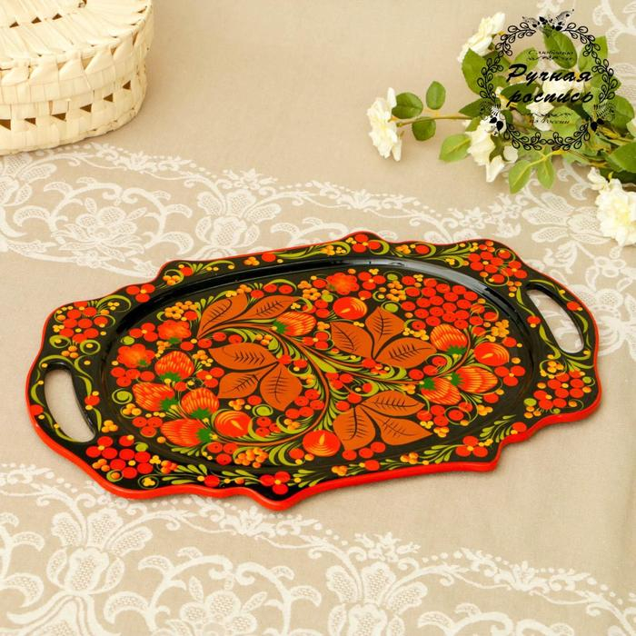 Поднос &laquo;Хохлома&raquo;, средний, ручная роспись, микс