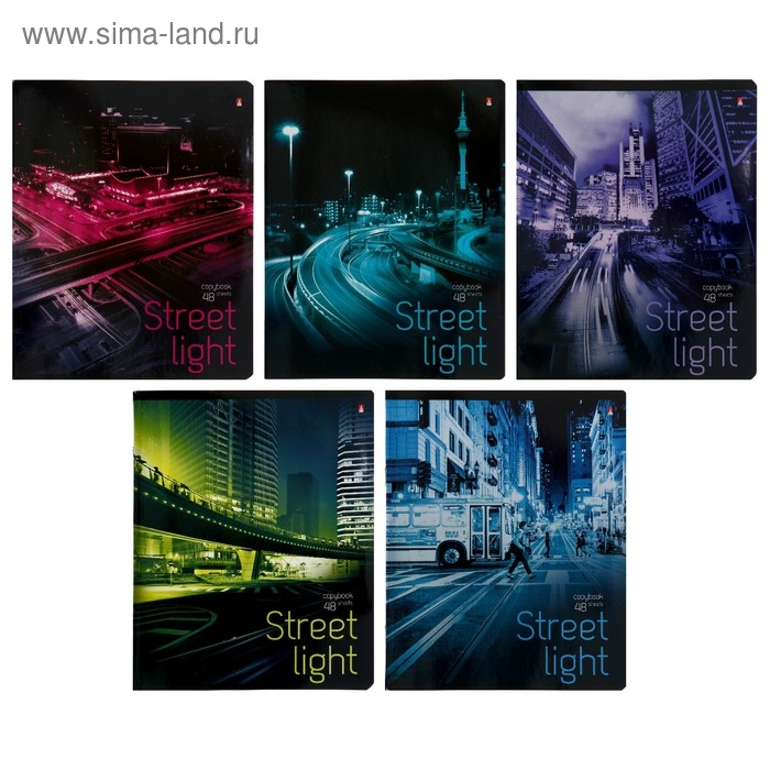 Тетрадь 48 листов в клетку Тетрадь 48 листов в клетку "Ритм мегаполиса", обложка мелованный картон, УФ-лак, МИКС